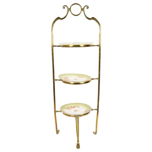 673 - A 1920s turned brass 3-tier cake stand