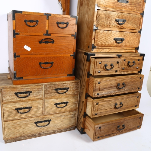 677 - A group of 4 Japanese pine multi-drawer boxes