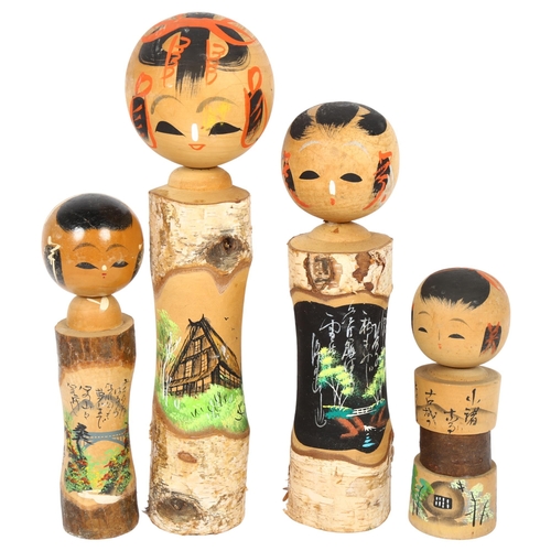 681 - A group of 4 Japanese Kokeshi dolls, H37cm