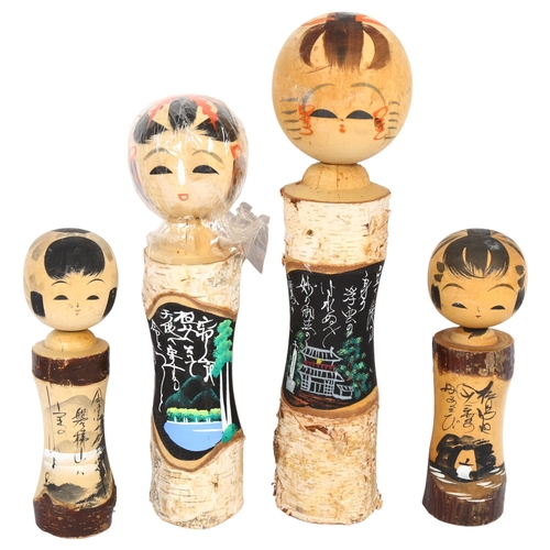 682 - A group of 4 Japanese Kokeshi dolls, H36cm