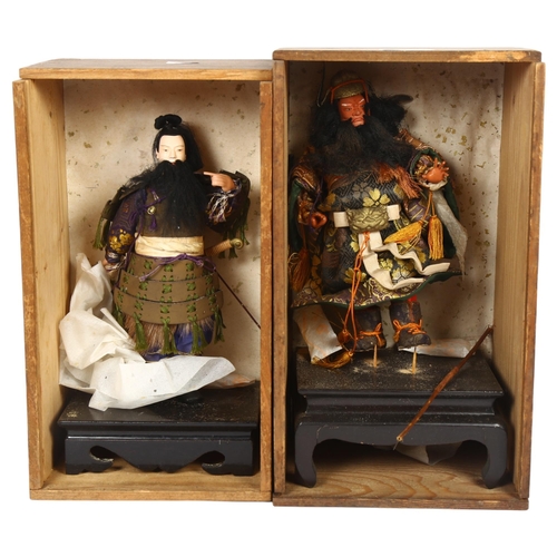 687 - 2 Japanese National dolls, pine cased