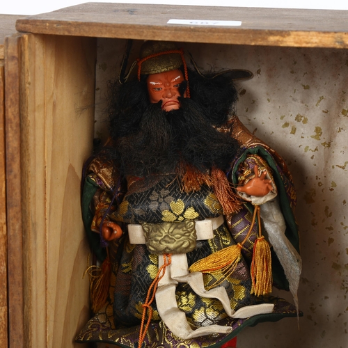 687 - 2 Japanese National dolls, pine cased