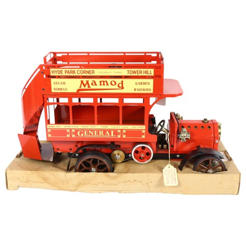 73 - MAMOD - Working steam model of Red London omnibus, in original box, with tags attached.