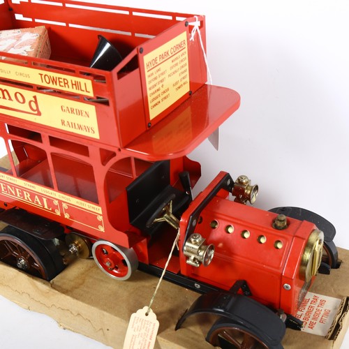 73 - MAMOD - Working steam model of Red London omnibus, in original box, with tags attached.