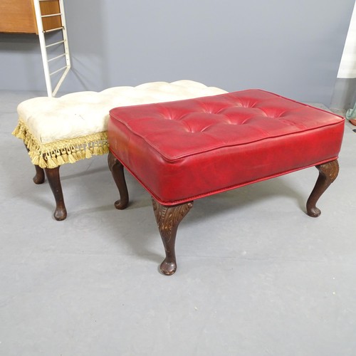 2750 - 2 mahogany and upholstered low stools. Largest - 66x30x28cm.