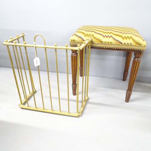 2699 - A George III piano stool and a brass fire screen (2).