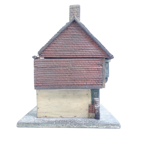 348 - An Antique jewellery box in the form of The Star Inn at Alfriston, with hinged roof lid, W28cm