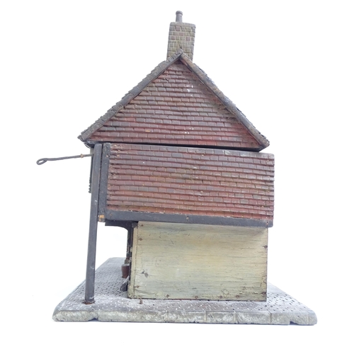 348 - An Antique jewellery box in the form of The Star Inn at Alfriston, with hinged roof lid, W28cm