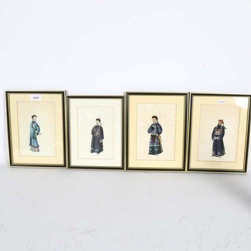 2805 - A set of 4 Chinese watercolours on rice paper, figure studies, image 20cm x 13.5cm, 28cm x 22cm over... 