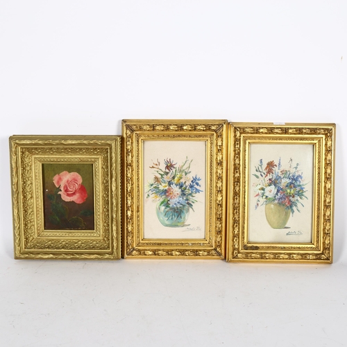 2806 - Schulz, a pair of gouaches, still life studies, vase of flowers, image 18cm x 12cm, 26cm x 20cm, ove... 