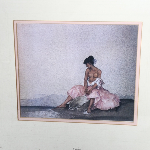 2811 - Sir William Russell Flint, a coloured print, Ariadne, framed, and C P Cruttenden, watercolour, 2 mas... 