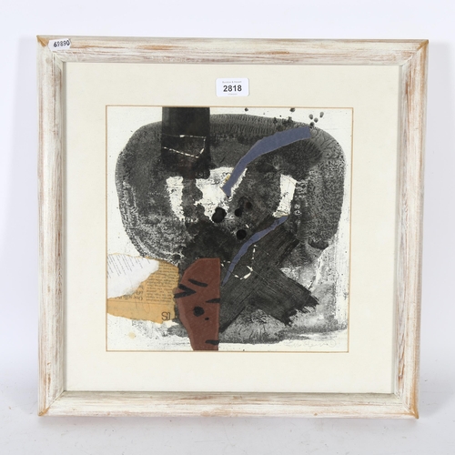 2818 - Ken Townsend, mixed media, Sharp I, 45cm x 45cm, white-washed frame