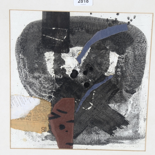 2818 - Ken Townsend, mixed media, Sharp I, 45cm x 45cm, white-washed frame