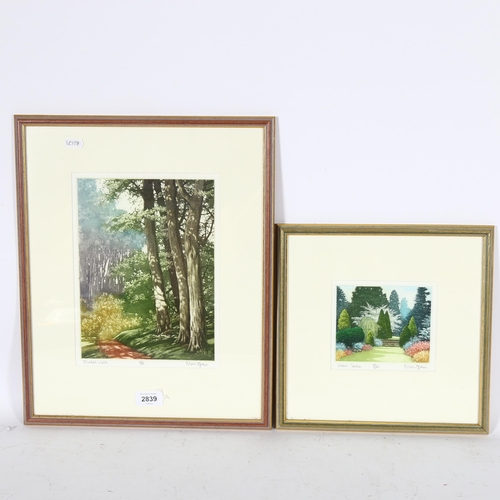 2839 - Mark Spain, pair of limited edition coloured lithographs, shaded walk, 34/150, and floral garden, 83... 