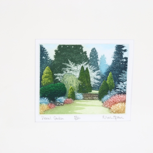 2839 - Mark Spain, pair of limited edition coloured lithographs, shaded walk, 34/150, and floral garden, 83... 