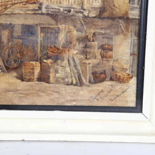 2842 - Ruth Harman, watercolour, Tabard in Southwark, signed, 31cm x 45cm, framed