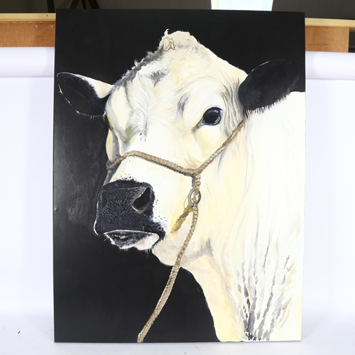 2848 - Clive Fredriksson, oil on canvas, study of a bull, 100cm x 75cm, unframed