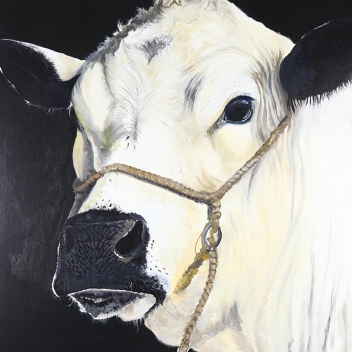 2848 - Clive Fredriksson, oil on canvas, study of a bull, 100cm x 75cm, unframed