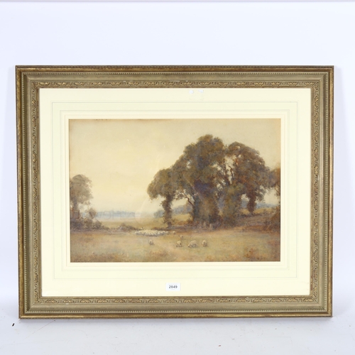 2849 - Albert Ernest Brockbank (1862-1958), watercolour of sheep herding, signed, 15