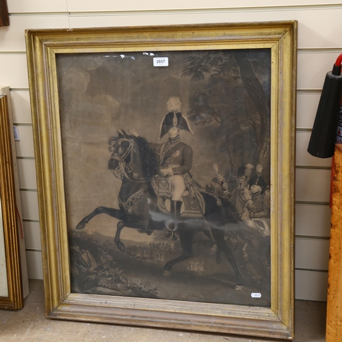 2857 - An 18th century monochrome engraving, Napoleon Bonaparte, flanked by Baron Ebeu, General Bloomfield,... 