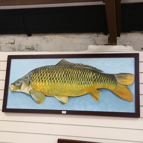 2862 - Clive Fredriksson, oil on canvas, trout study, 50cm x 129cm, overall, framed