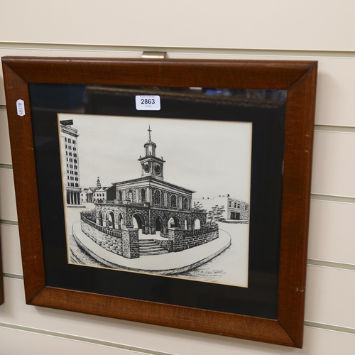 2863 - Mary Mcsewell?, woodblock print, the odd market Fayetteville, North Carolina, and Cape Fear Regional... 