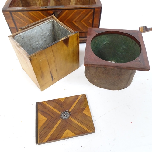 350 - An 18th century specimen wood and ebony banded tea caddy, W25cm