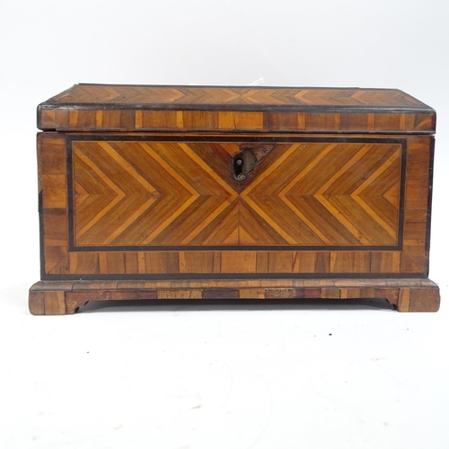 350 - An 18th century specimen wood and ebony banded tea caddy, W25cm