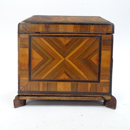 350 - An 18th century specimen wood and ebony banded tea caddy, W25cm