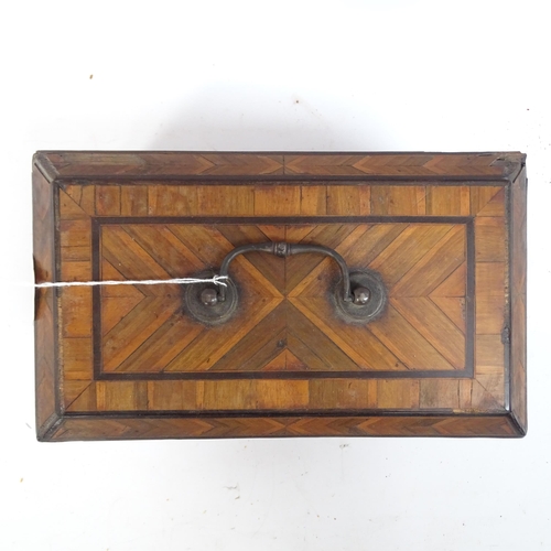 350 - An 18th century specimen wood and ebony banded tea caddy, W25cm