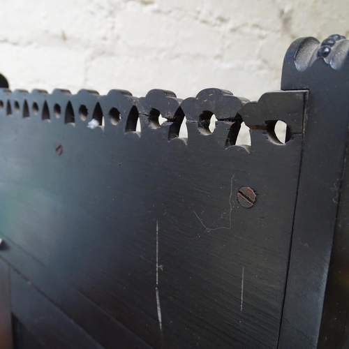 289 - A Victorian Aesthetic Movement ebonised architectural mantel clock, probably designed by Lewis Forem... 