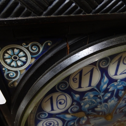 289 - A Victorian Aesthetic Movement ebonised architectural mantel clock, probably designed by Lewis Forem... 