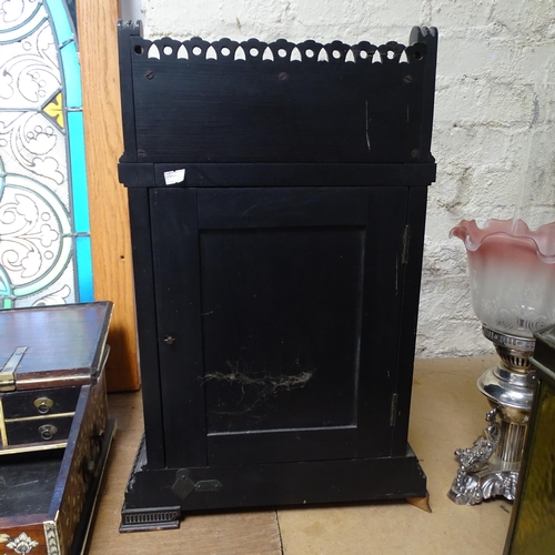 289 - A Victorian Aesthetic Movement ebonised architectural mantel clock, probably designed by Lewis Forem... 