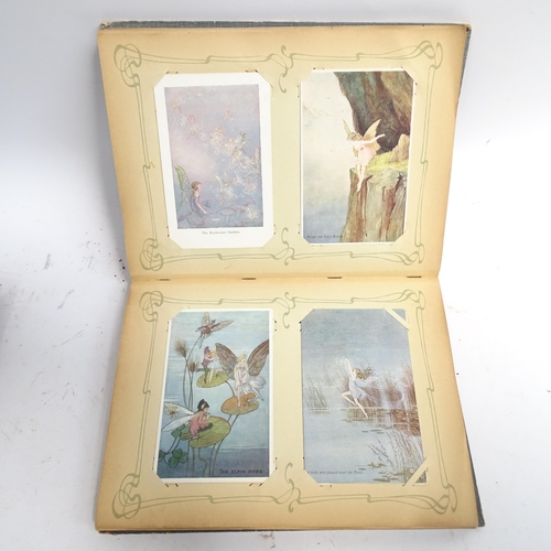 655 - 2 early 20th century postcard albums, including topographical, fairies, greeting cards, including sc... 