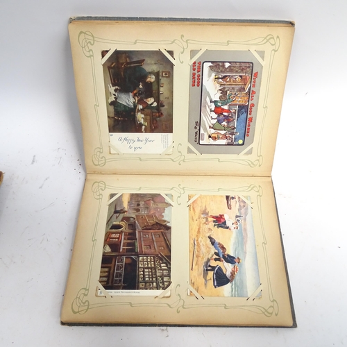 655 - 2 early 20th century postcard albums, including topographical, fairies, greeting cards, including sc... 