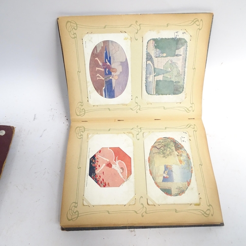 655 - 2 early 20th century postcard albums, including topographical, fairies, greeting cards, including sc... 