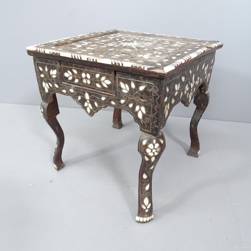 2063 - An Anglo-Indian bone and mother-of-pearl inlaid occasional table, with square top and single frieze ... 