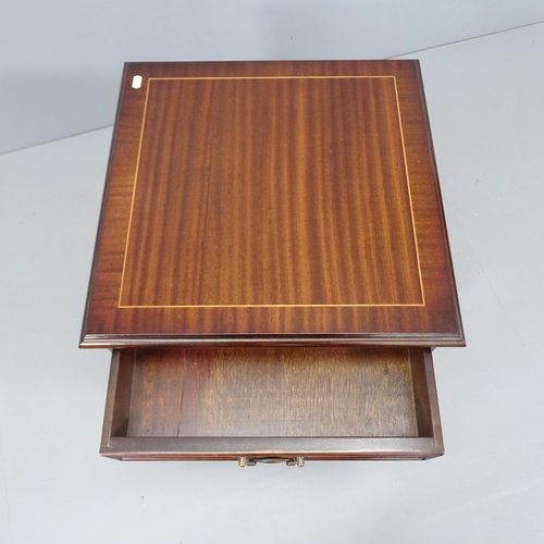 2100 - A modern mahogany square-topped lamp table, with single frieze drawer and cabriole legs. 51x57cm.