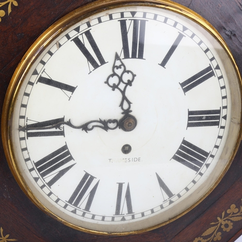 107 - A 19th century rosewood and brass marquetry cased octagonal dial wall clock, dial inscribed Thamesid... 