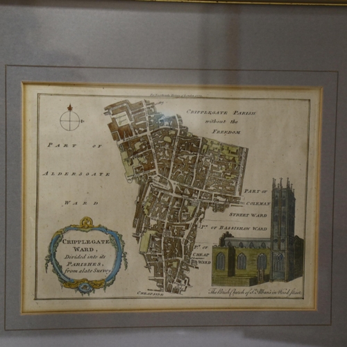 125 - Map of London's Cheap Ward, engraved by Benjamin Cole in 1755, image 478 x 356mm, hand coloured map ... 