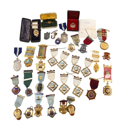 127 - A collection of Masonic enamel regalia