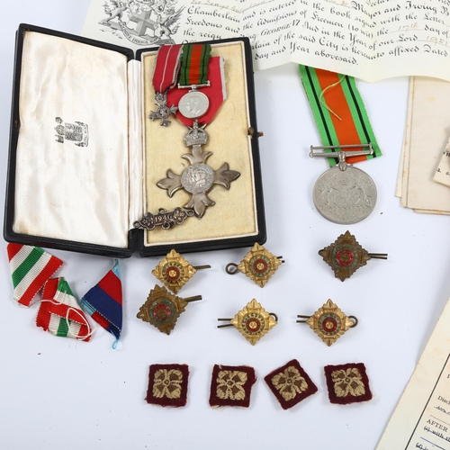 13 - A military MBE, Defence medal and miniature medals, awarded to Edwin Marshall 1436125 (Royal Artille... 