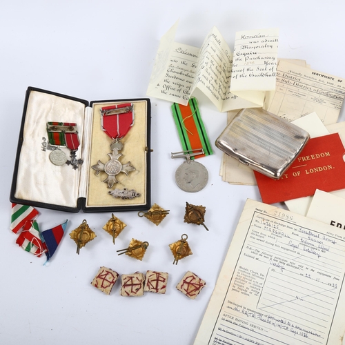 13 - A military MBE, Defence medal and miniature medals, awarded to Edwin Marshall 1436125 (Royal Artille... 