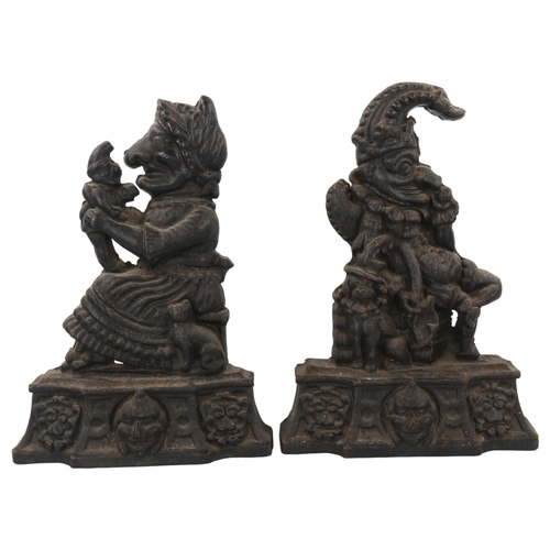 151 - A pair of Victorian cast-iron Punch and Judy door stops, height 33cm