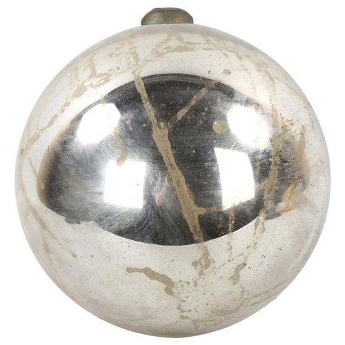 155 - A large silver lustre glass witch's ball, diameter approx 28cm