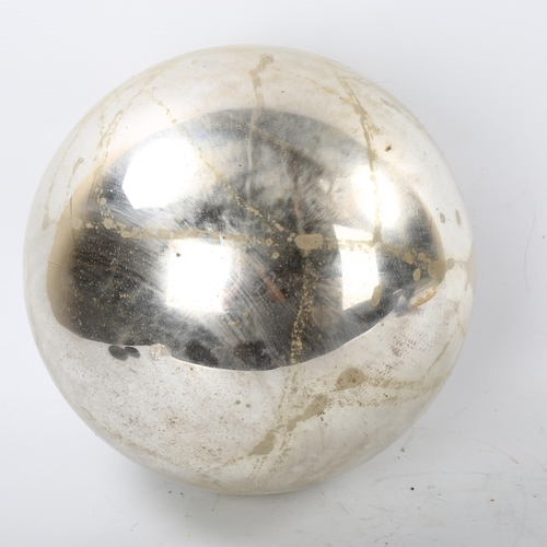 155 - A large silver lustre glass witch's ball, diameter approx 28cm