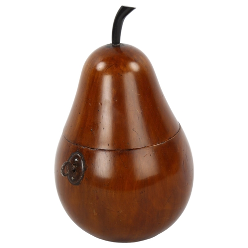 164 - An Antique pearwood tea caddy in the form of a pear, height 18cm