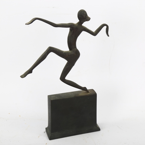 167 - A patinated bronze sculpture, dancing girl, unsigned, height 22cm