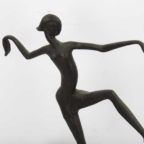 167 - A patinated bronze sculpture, dancing girl, unsigned, height 22cm