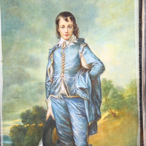 178 - 19th century miniature painting on ivorine, after Thomas Gainsborough, The Blue Boy, signed with mon... 